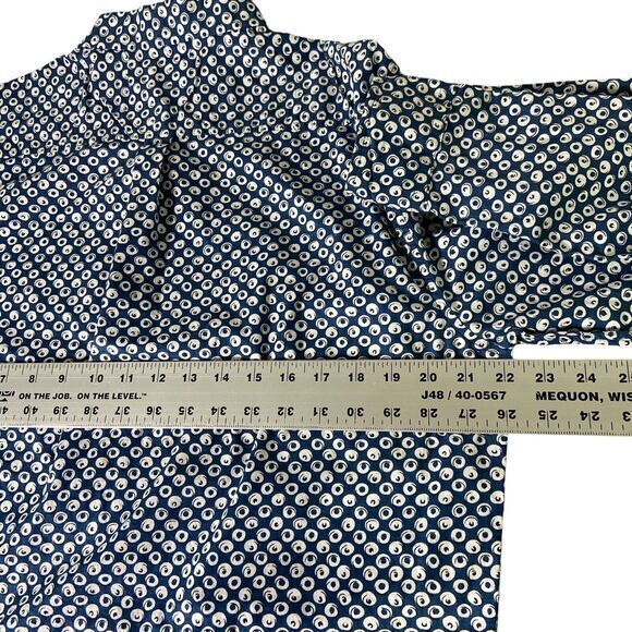 7 Diamonds Blue Design Shirt Flip Cuff Long Sleeve Button Up Chest Sz 44”/ L-30” - Picture 12 of 13